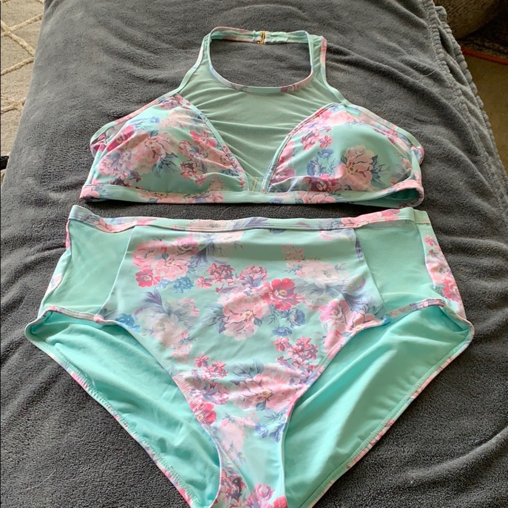 Mint floral swimsuit